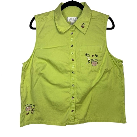 Women’s Sleeveless Button Front Summer Beaded Embroidered Shirt Size X (14W) - Picture 1 of 12